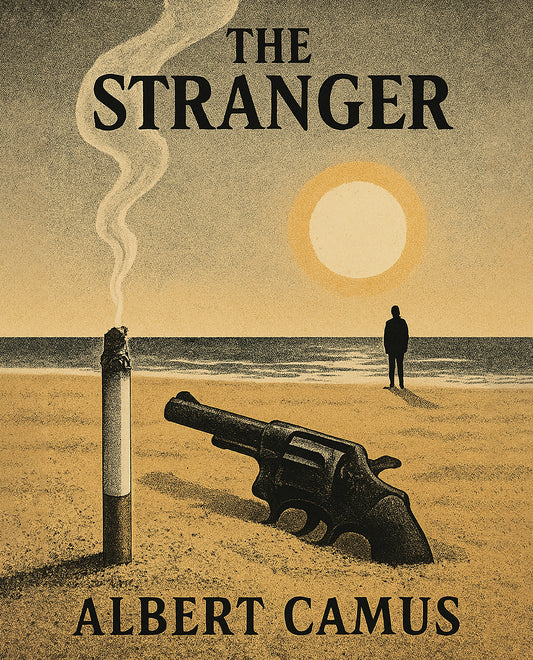 The Stranger — Surreal Noir Beach Scene Print Inspired by Camus